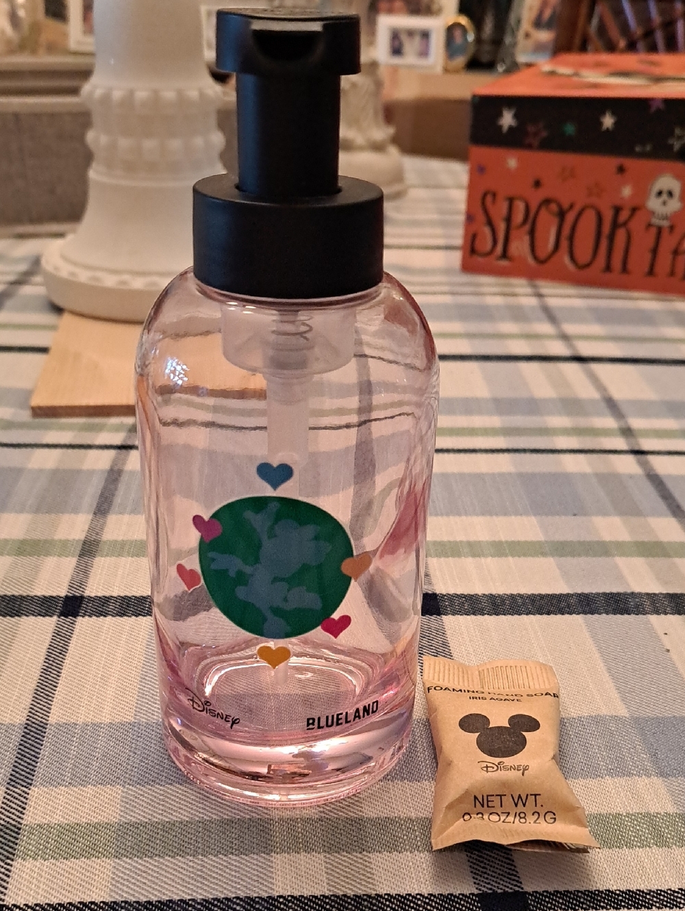 Disney Pink Clear Foaming Soap Bottle with Black Pump and Pink Globe